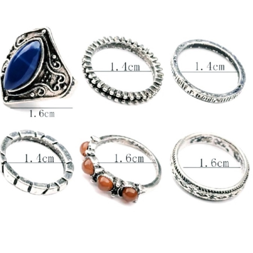 NEW Boho Stackable Silver Ring Set - Picture 2 of 4